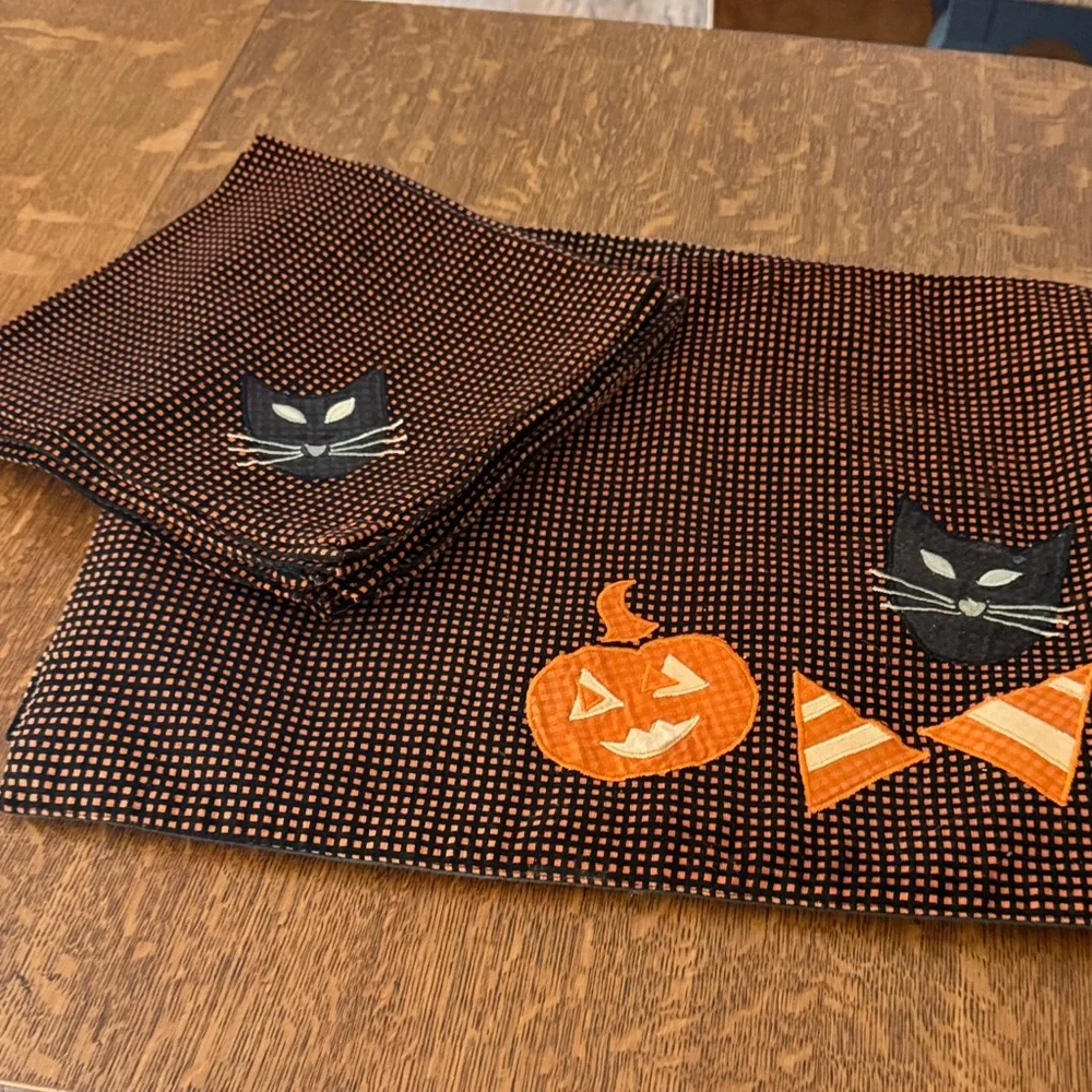 Crate&Barrel Halloween Black and Orange Table Placements